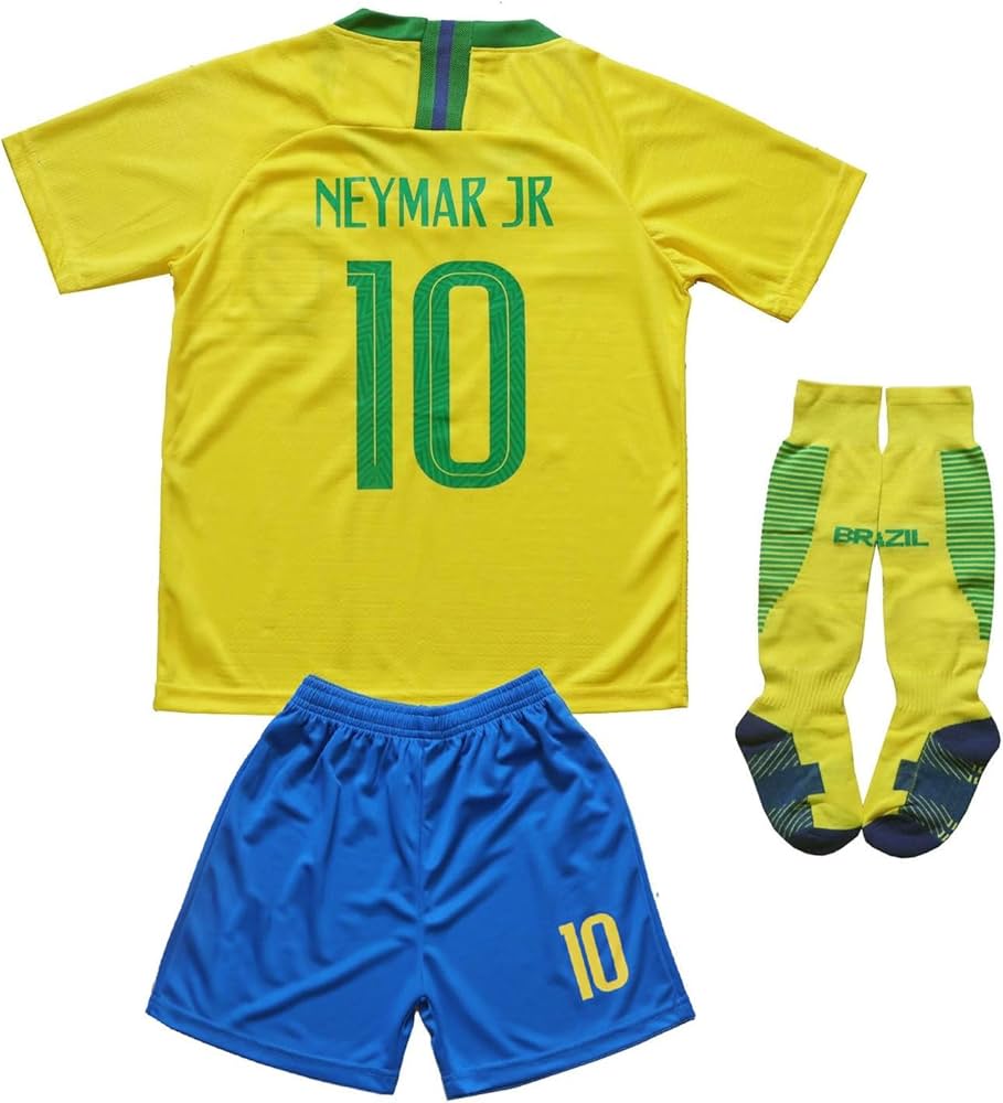 Amazon.com : FPF Brazil #10 Home Neymar Kids Soccer Football